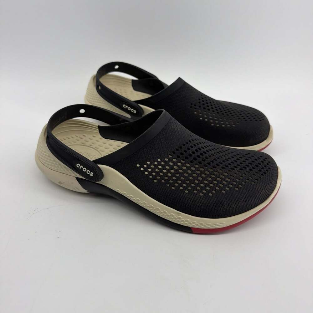 Crocs Shoes LiteRide 360 Black Tan Red Clogs Slip On Water Shoes Men 9 Women 11